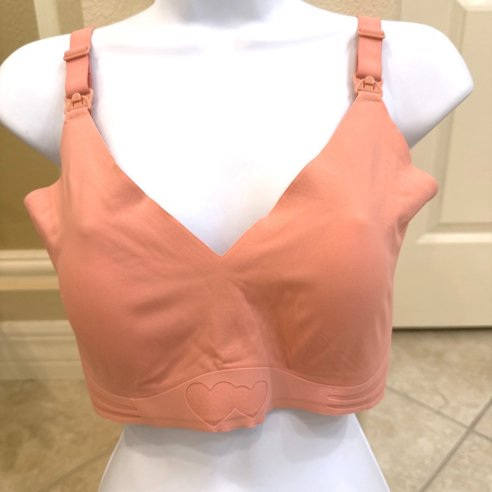 Uptris‎ Women Peach Seamless Wireless Nursing Bra Size 2X NWT Comfort Support